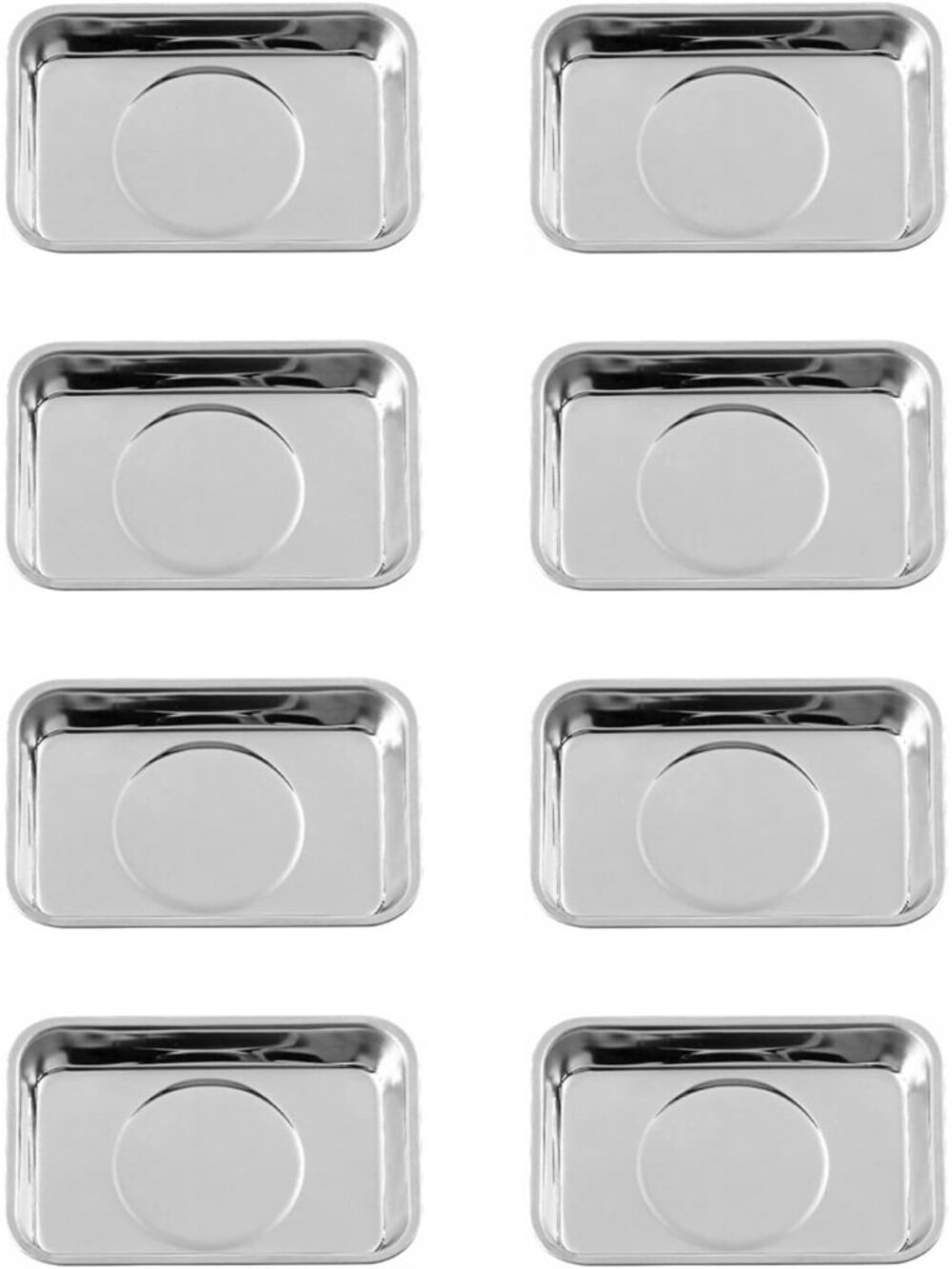 8 Pieces Rectangle Magnetic Trays Set Stainless Steel Magnet Tool Tray Parts Hol